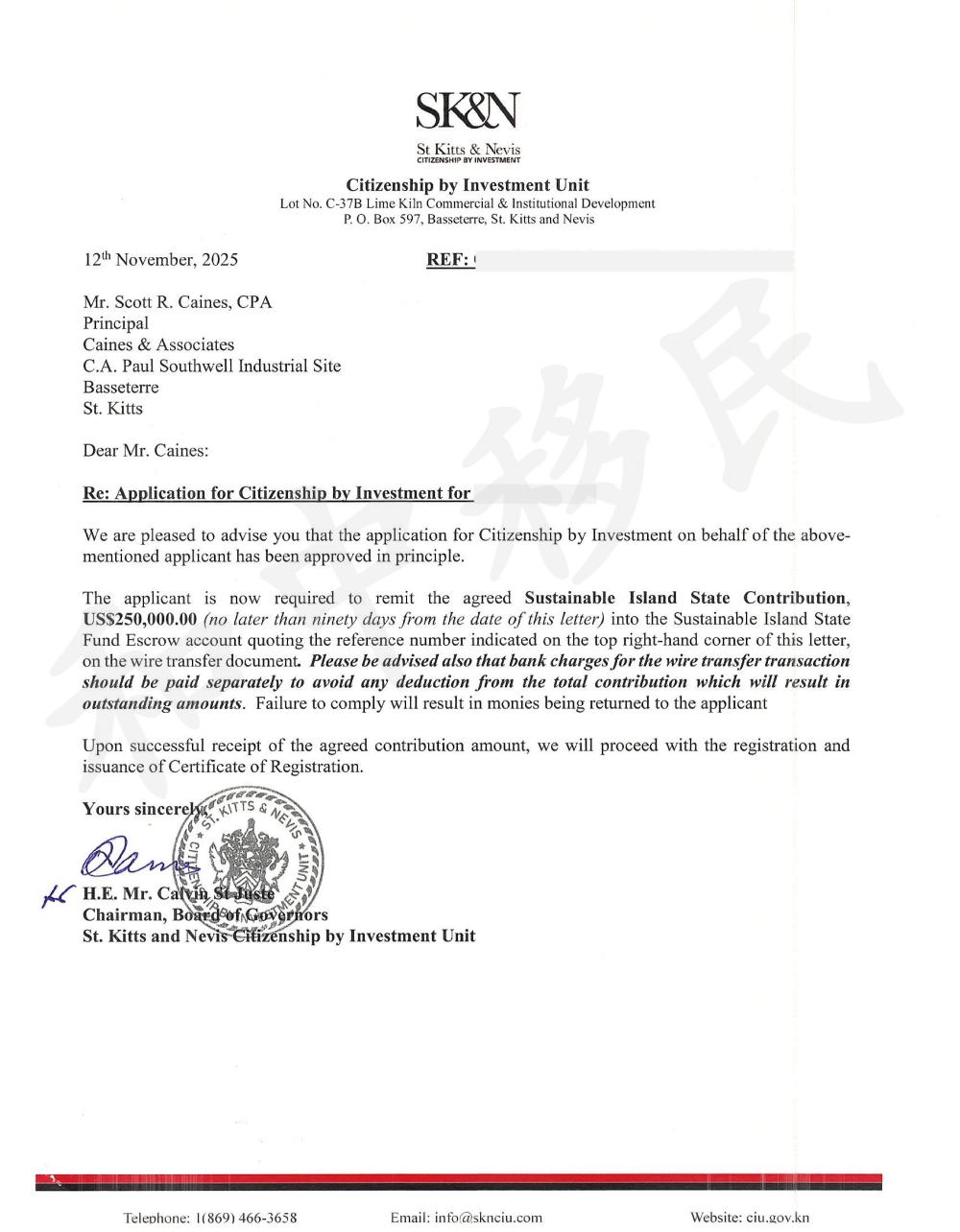 2025年11月：圣基茨投资入籍客户顺利获批！